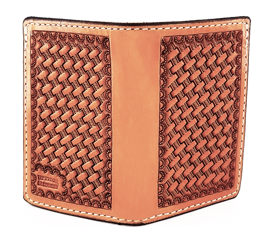 Basket Weave Natural Front Pocket Wallet - Uptmor Saddlery